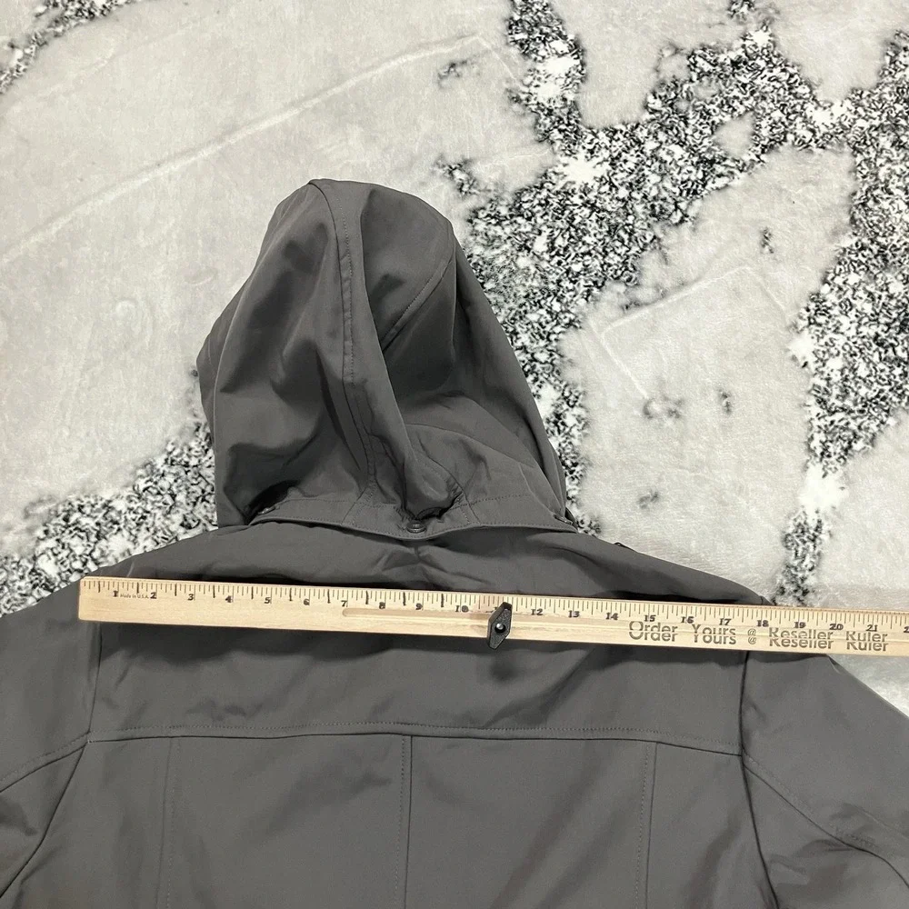 Michael Michael Kors Hooded Belted Trench Coat Gray Women's XL Water Resistant
